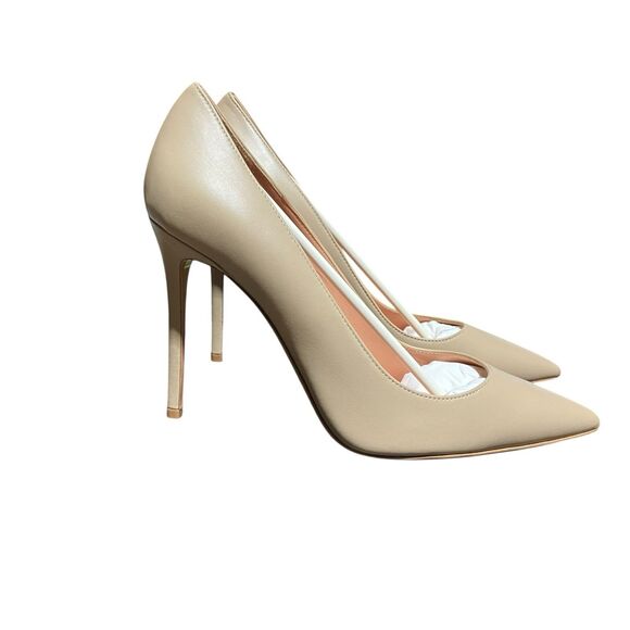 Lita Nude Pointed Toe Stiletto Italian Leather Pumps - Picture 5 of 13